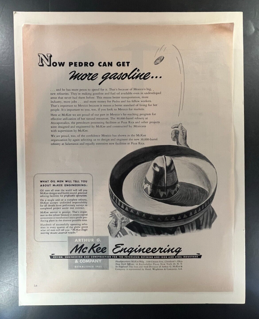 Arthur G. McKee Engineering Vintage Advertisement - 1950s Petroleum 10x13
