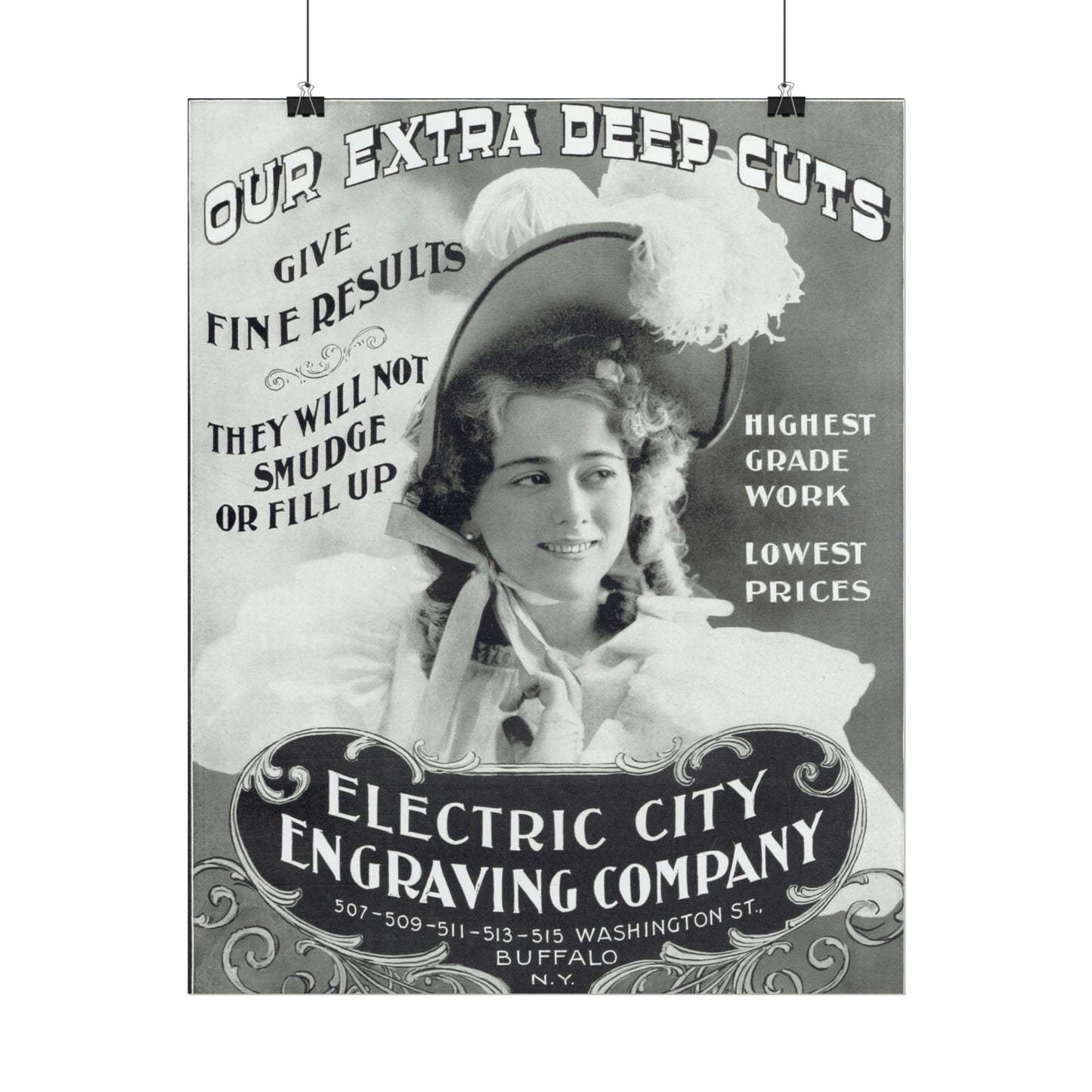 1920s Electric City Engraving Company Vintage Ad Featuring Elegant Lady - Authentic Reproduction-CropsyPix