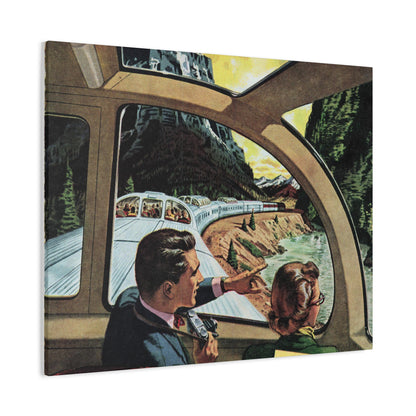 Vintage Train Journey Canvas Art - Classic Scenic Railway Travel Illustration