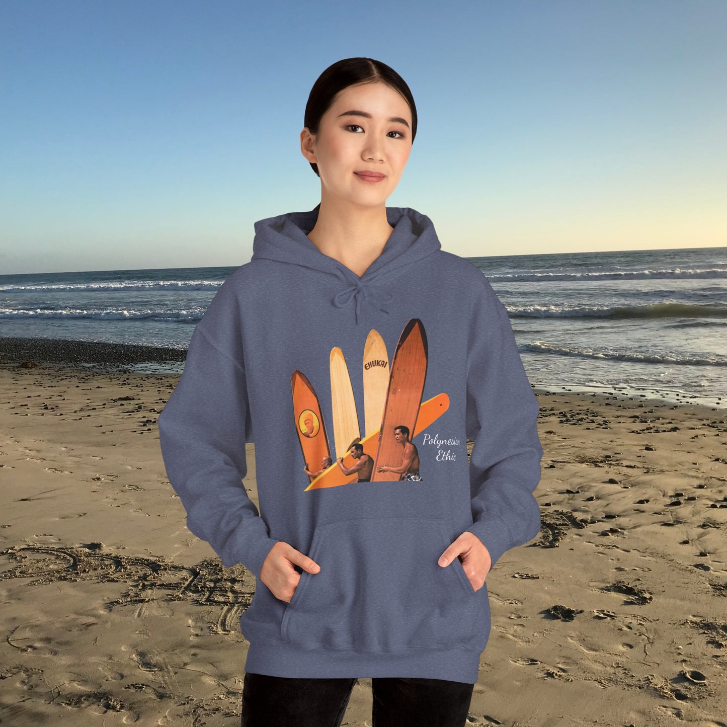 "Polynesian Ethic" Longboard Surf Unisex Heavy Blend™ Hooded Sweatshirt