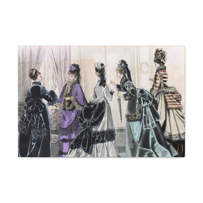 Victorian Elegance: 19th Century Ladies' Social Gathering Canvas Print