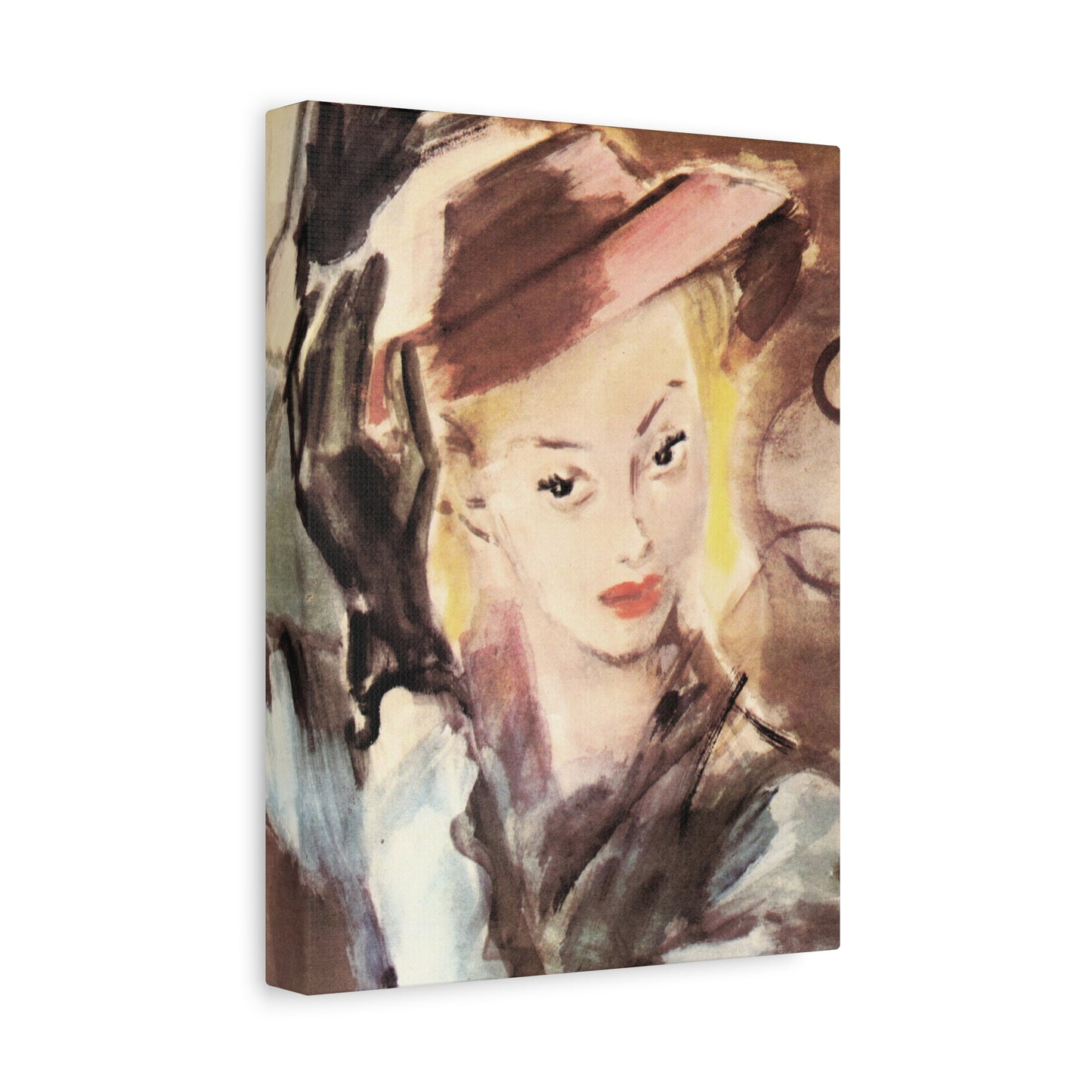 Mystery in Millinery: A Vintage Vogue Canvas Limited Edition - Collectible Fashion Wall Art-CropsyPix