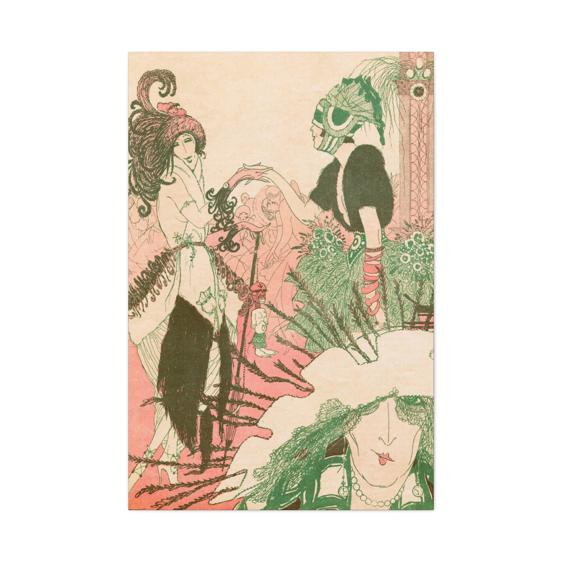 Vintage 1919 French Fashion Illustration on Canvas-CropsyPix