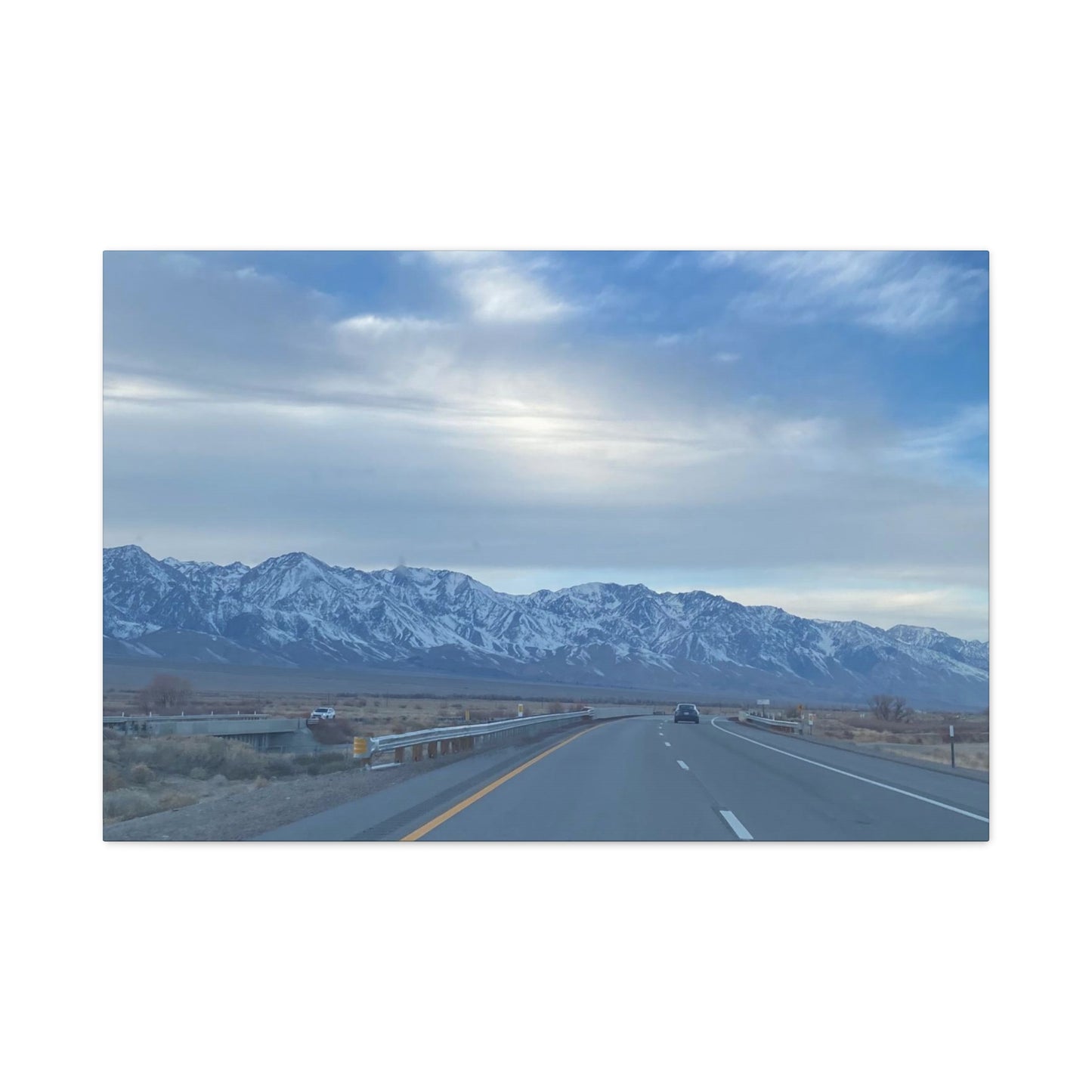 Highway 395 California Canvas Art - Serene Sierra Nevada Mountainscape-CropsyPix