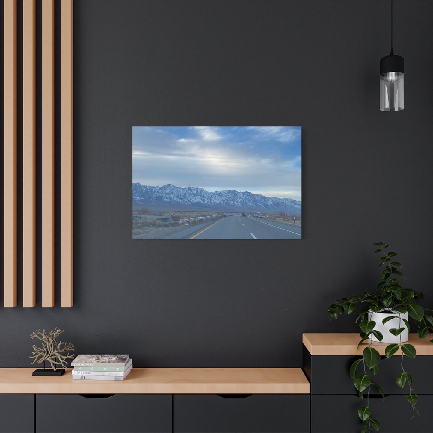 Highway 395 California Canvas Art - Serene Sierra Nevada Mountainscape-CropsyPix