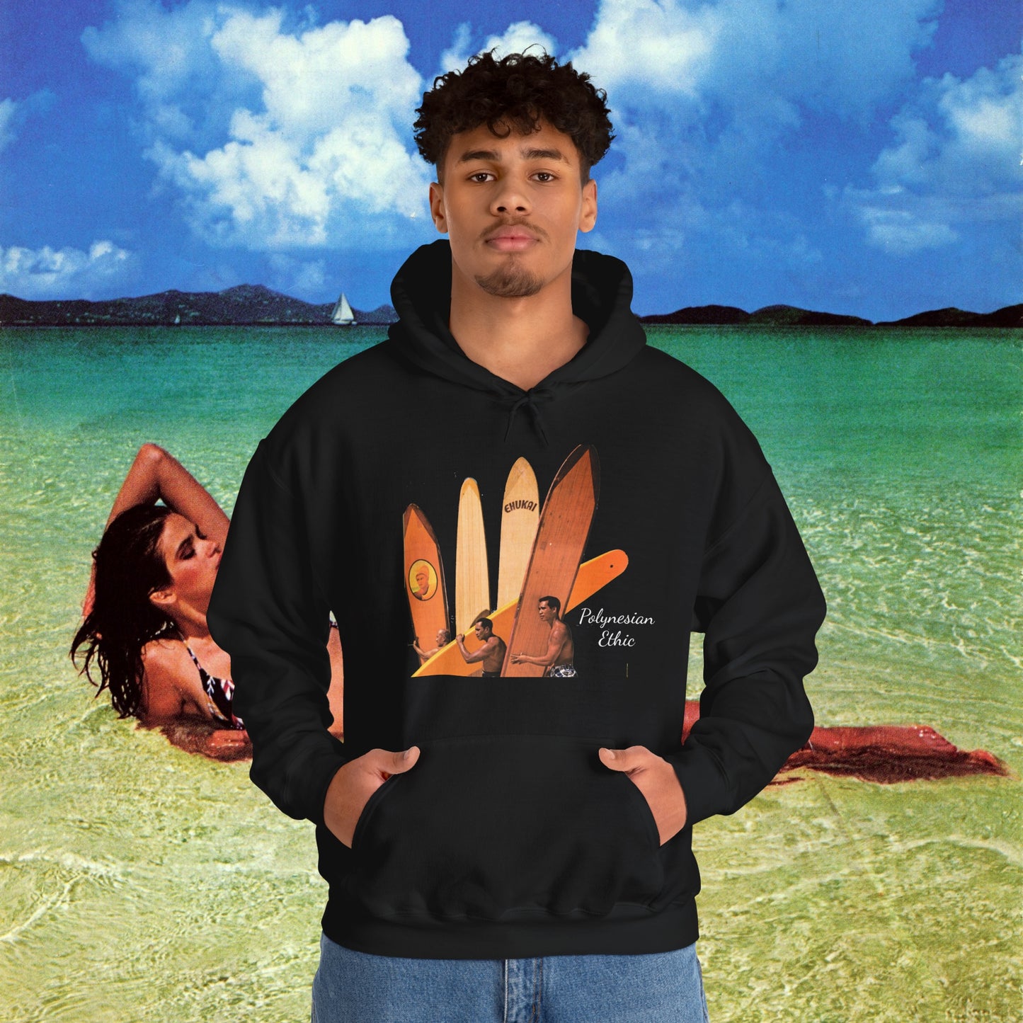 "Polynesian Ethic" Longboard Surf Unisex Heavy Blend™ Hooded Sweatshirt