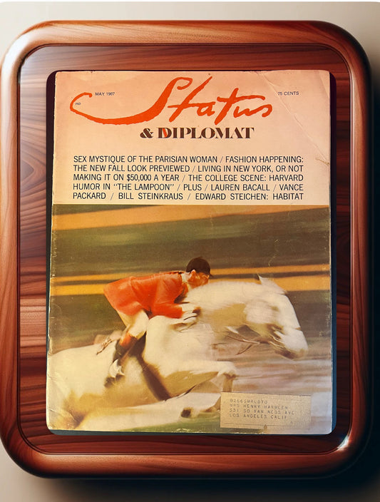 1967 Status & Diplomat Magazine Rare May - Vintage Collectible with Iconic Ads, Equestrian Cover Art, Perfect for Collectors and Decor