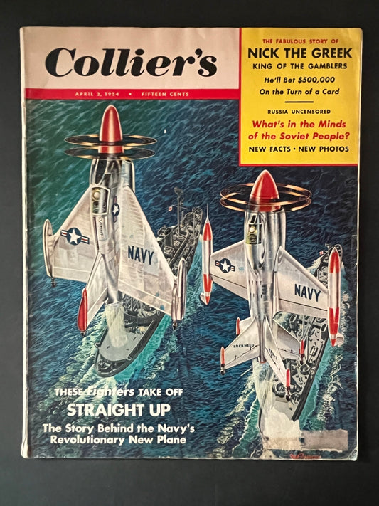 Collier's Magazine April 1954 - 'Navy's New Planes' Cover Feature-CropsyPix