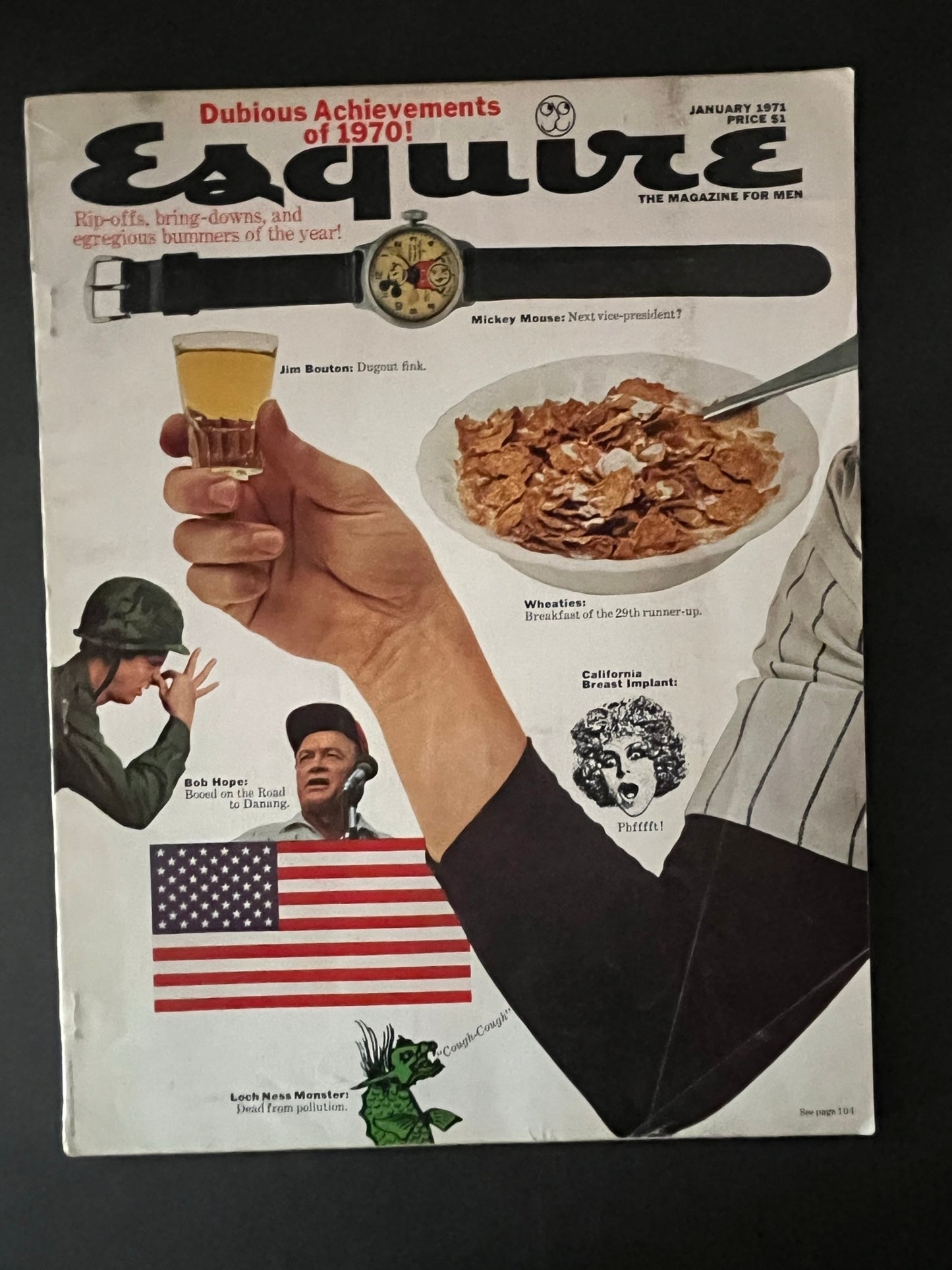 Esquire Magazine January 1971 - Dubious Achievements of 1970 Satirical Cover-CropsyPix