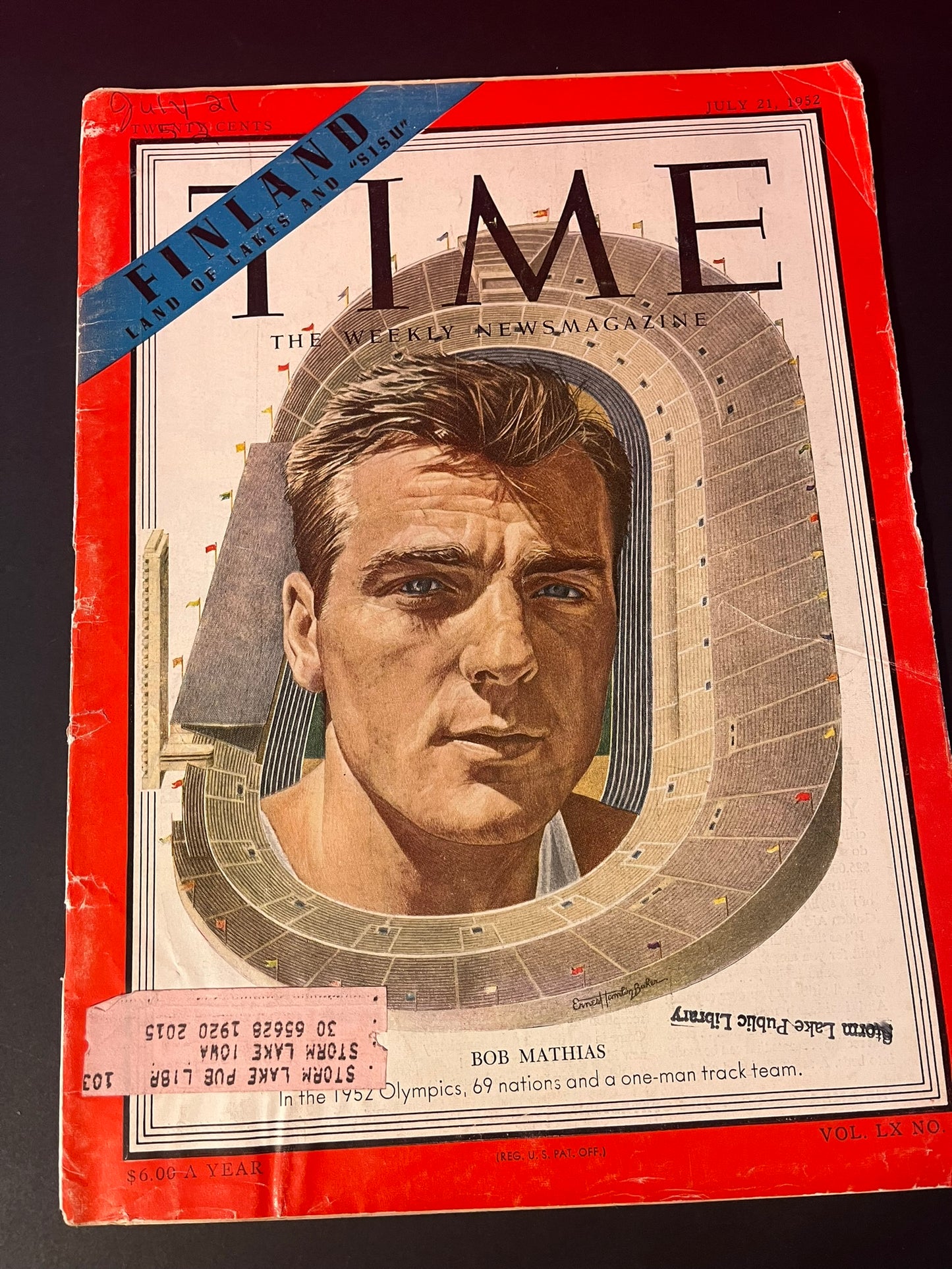 1952 TIME Magazine July 21 Issue - Olympic Decathlon Champion Bob Mathias Cover