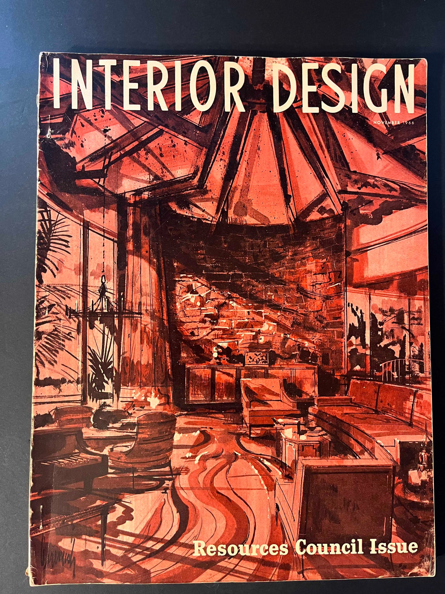 1966 Interior Design Magazine – Resources Council Issue – Mid-Century Decor Insight-Vintage Publications-CropsyPix