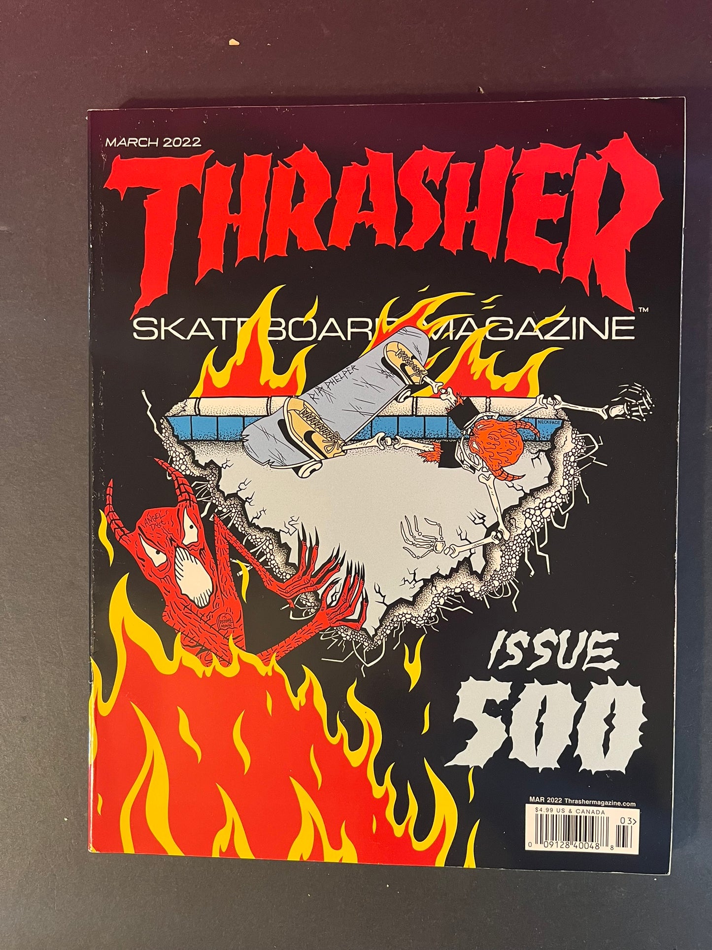 2022 Thrasher Skateboard Magazine March 2022 Issue #500 - Mint Condition with Stickers and Posters