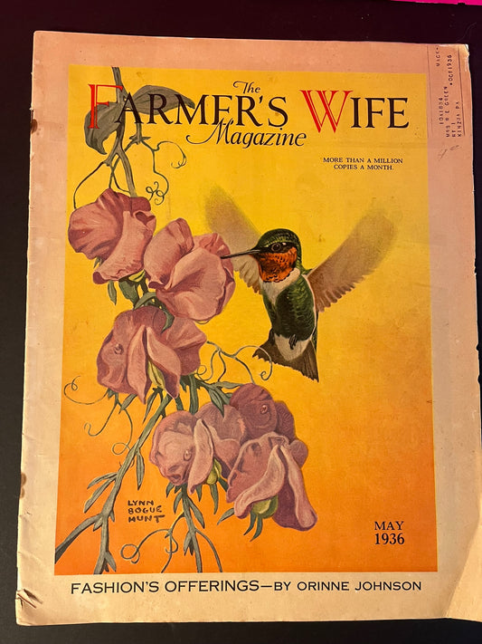 Vintage 1936 "The Farmer's Wife" Magazine - Collector's Edition with Fashion, Ads, Lynn Bogue Hunt Artwork