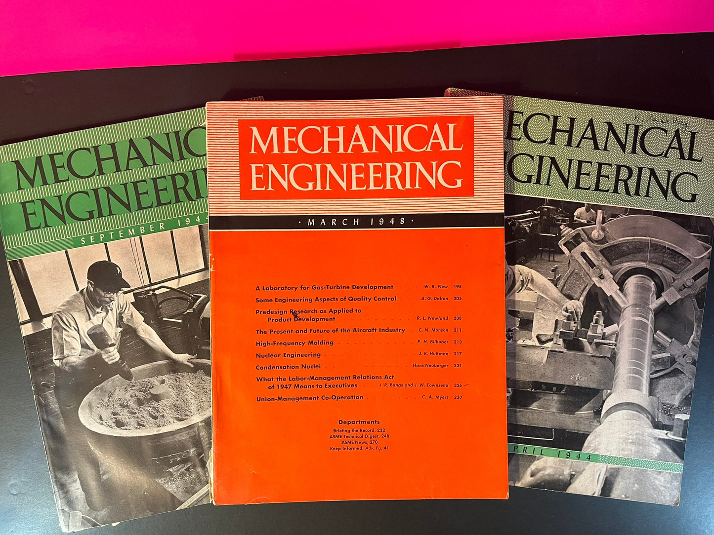 Vintage Mechanical Engineering Magazine Collection (Set of 3, 1944 to 1948) - Rare Industrial Era Periodicals for Collectors & Enthusiasts